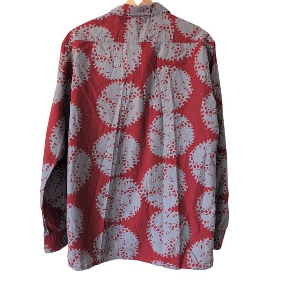 Marithe + Francois Girbaud Vintage Y2K Button Up Red Grey Cotton Shirt Men's M - Picture 3 of 7